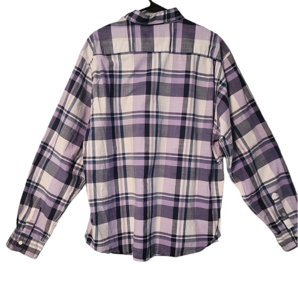 Wrangler Flex For Comfort Shirt Mens 2XL Button Down Cotton Blend Purple Plaid - Picture 2 of 6
